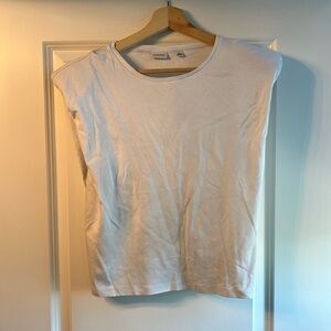 White tee with shoulder pads